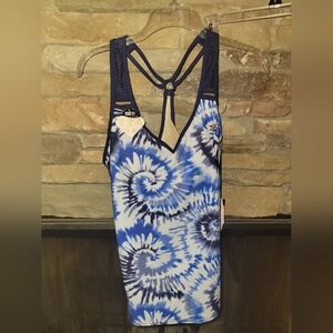 💰⏳️Zero Exposure Blue Tie-Dye Strappy Tankini Swim Top NWT Size 0X